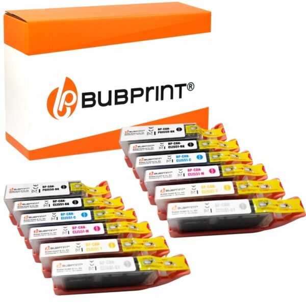 Bubprint Bubprint 12 Druckerpatronen kompatibel für Canon PGI-550 CLI-551 XL mit Chip für Canon Pixma IP 7250 MG 6350 5650 MX 725 925