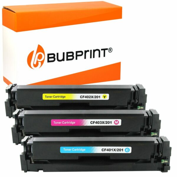 Bubprint Bubprint 3 Toner kompatibel für HP CF401X - CF403X CF 401 X - CF 403 X (201X) cyan gelb magenta für LaserJet Pro M252dw M252n MFP M274n MFP M277dw MFP M277n