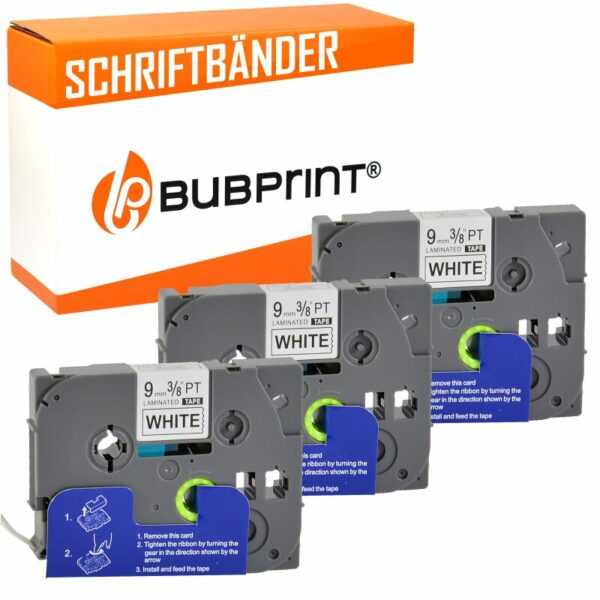 Bubprint Bubprint 3x Schriftband kompatibel für Brother TZe221 TZe-221 9mm 8m SET