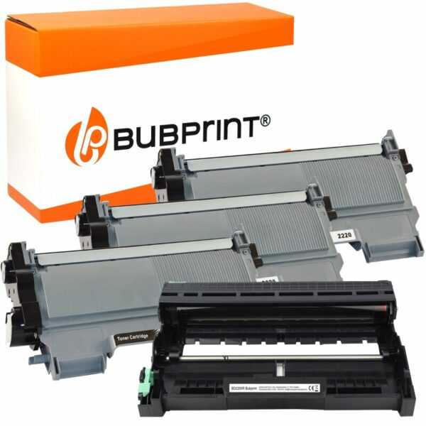 Bubprint Bubprint 3x Toner (2.600 S) & Drum DR-2200 kompatibel für Brother TN-2220 / TN-2010 black für Brother DCP-7065 DN MFC-7860 DN DW