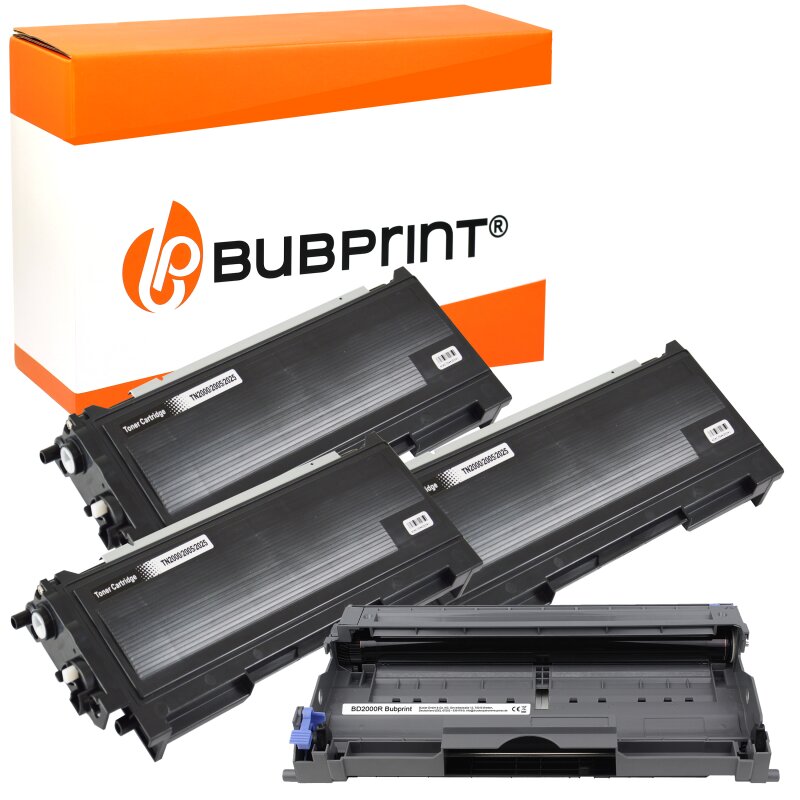 Bubprint Bubprint 3x Toner kompatibel für Brother TN-2000 black & Drum DR-2000 DR-2005