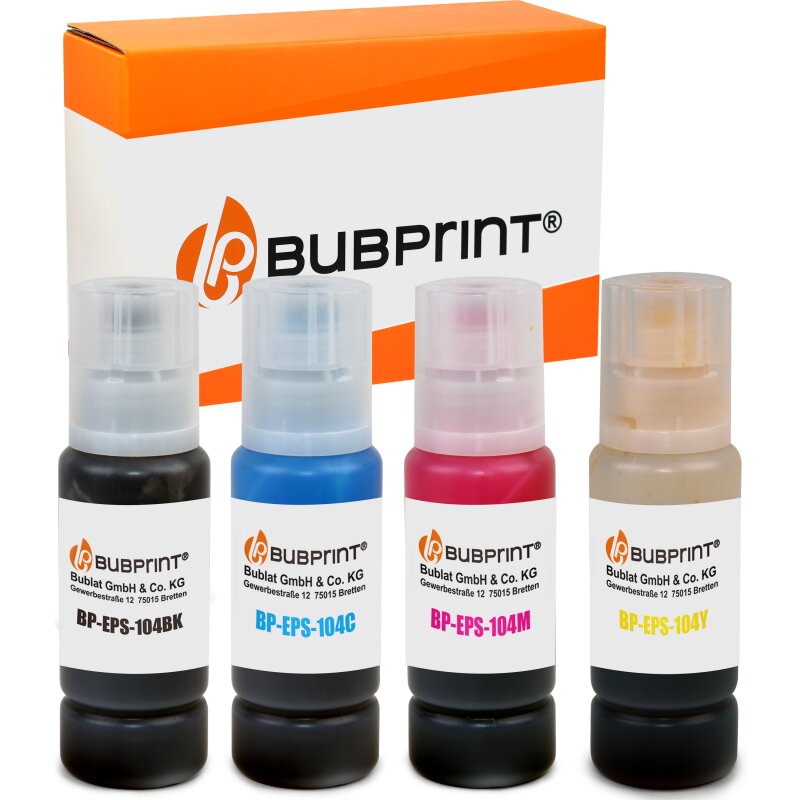 Bubprint Bubprint 4 Tintentank kompatibel für Epson 104 EcoTank Set Schwarz Cyan Magenta Gelb