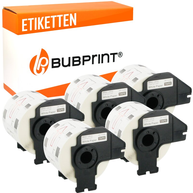 Bubprint Bubprint 5x Etiketten kompatibel für Brother DK-11209 #1209 62x29mm P-Touch QL1050 P-Touch QL500 P-Touch QL800