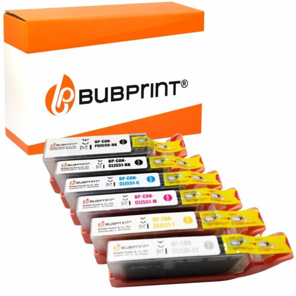 Bubprint Bubprint 6 Druckerpatronen kompatibel für Canon PGI-550 CLI-551 XL mit Chip für Canon Pixma IP 7250 MG 6350 5650 MX 725 925