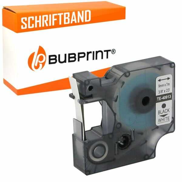 Bubprint Bubprint Schriftband kompatibel für Dymo 40913 schwarz auf weiss 9mm x 7m Dymo Labelmanager 100 Series 350 Series