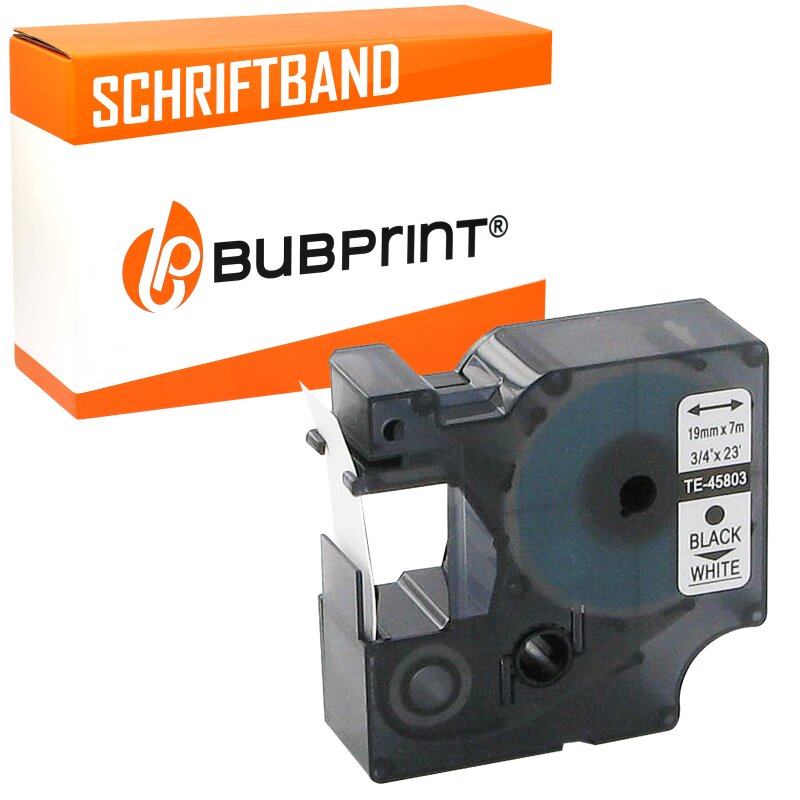 Bubprint Bubprint Schriftband kompatibel für Dymo 45803 schwarz auf weiss 19mm x 7m