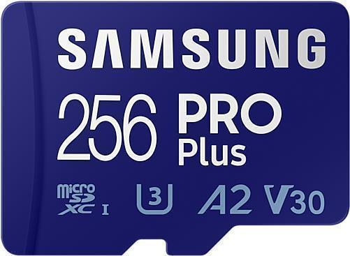 Kurzinfo: Samsung PRO Plus - Flash-Speicherkarte (microSDXC-an-SD-Adapter inbegriffen) - 256 GB - A2 / Video Class V30 / UHS-I U3 / Class10 - microSDXC UHS-I - Blau Gruppe Flash-Speicher Hersteller Samsung Hersteller Art. Nr. MB-MD256KA/EU Modell PRO Plus EAN/UPC 8806092411197 Produktbeschreibung: Samsung PRO Plus - Flash-Speicherkarte - 256 GB - microSDXC UHS-I Produkttyp Flash-Speicherkarte Formfaktor microSDXC UHS-I Speicherkarte Speicherkapazität 256 GB Geschwindigkeit A2 / Video Class V30 / UHS-I U3 / Class10 Farbe Blau Enthaltener Speicheradapter microSDXC-an-SD-Adapter Ausführliche Details Allgemein Produkttyp Flash-Speicherkarte Speicherkapazität 256 GB Farbe Blau Speicher Geschwindigkeitsklasse A2 / Video Class V30 / UHS-I U3 / Class10 Lesegeschwindigkeit Bis zu 160 MB/s Schreibgeschwindigkeit Bis zu 120 MB/s Formfaktor microSDXC UHS-I Speicherkarte Besonderheiten Mit Magnetschutz