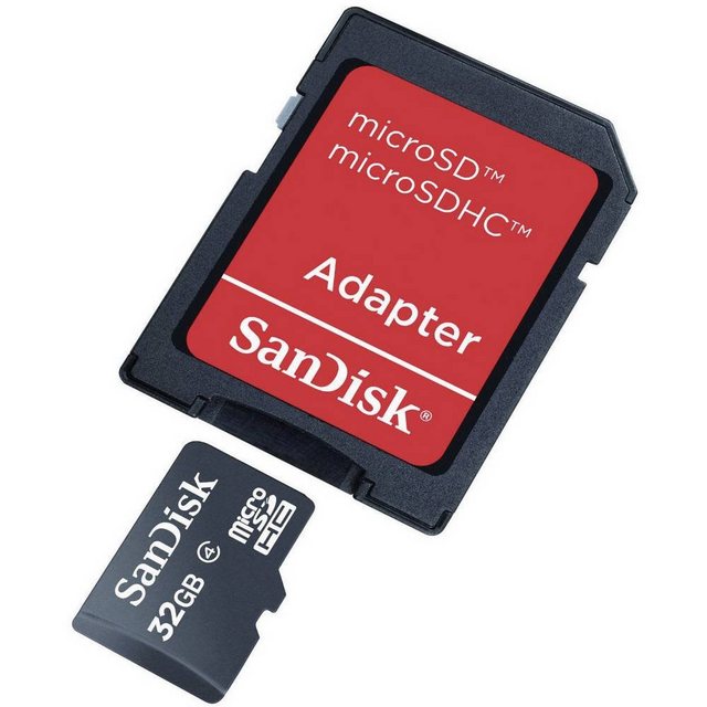 Sandisk microSDHC-Karte 32 GB Class 4 inkl. SD-Adapter Speicherkarte (inkl. SD-Adapter)