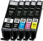 Canon PGI-550/CLI-551 PGBK/BK/C/M/Y Multi Pack – 5er-Pack – Schwarz, Gelb, Cyan, Magenta – original – Tintenbehälter – für PIXMA iP8750, iX6850, MG5550, MG5650, MG5655, MG6450, MG6650, MG7150, MG7550, MX725, MX925