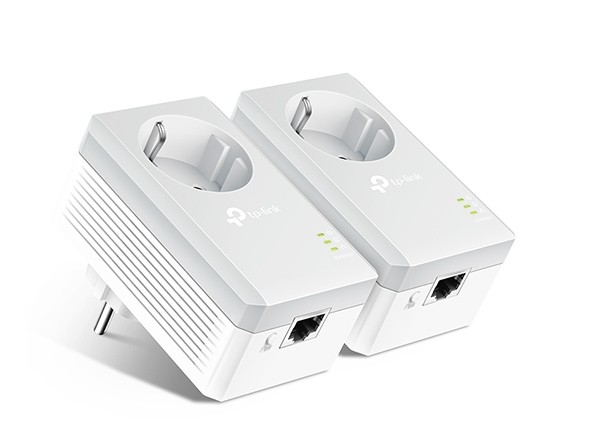 TP-LINK TL-PA4010PKIT AV600+ Powerline Kit with AC Pass Through – Bridge – HomePlug AV (HPAV) – an Wandsteckdose anschließbar (Packung von 2) (TL-PA4010PKIT)