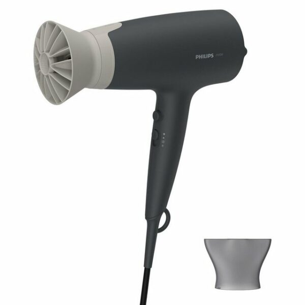 Philips 3000 Series BHD351/10 Haartrockner 2100 W ThermoProtect Aufsatz Ionisierungsfunktion2.100 W TrockenleistungDieser Haartrockner mit 2.100 W erzeugt einen optimalen Luftstrom für täglich schöne Ergebnisse.ThermoProtect AufsatzDer einzigartige ThermoProtect Aufsatz vermischt kraftvoll warme und kalte Luft für die tägliche Pflege. Während der Trocknung wird die Temperatur um 15° C gesunken.Neu entwickelte IonisierungsfunktionDieses leistungsstarke Ionensystem erzeugt bis zu 20 Millionen Ionen pro Trocknung und intensiviert den Glanz Ihrer Haare. So genießen Sie besonders glänzendes Haar.6 Heiz- und GeschwindigkeitsstufenWählen Sie einfach die Kombination aus Wärme und Geschwindigkeit