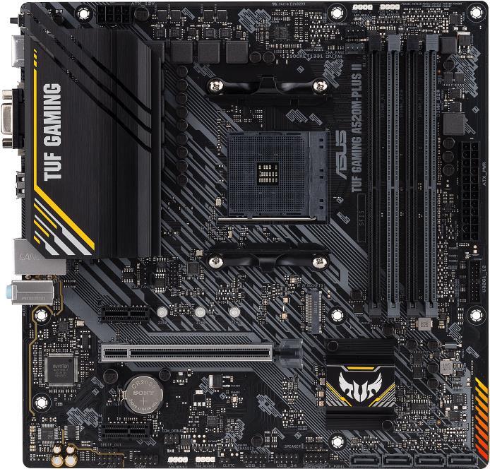 ASUS TUF GAMING A520M-PLUS II – Motherboard – micro ATX – Socket AM4 – AMD A520 – USB 3.2 Gen 1 – Gigabit LAN – Onboard-Grafik (CPU erforderlich) – HD Audio (8-Kanal)