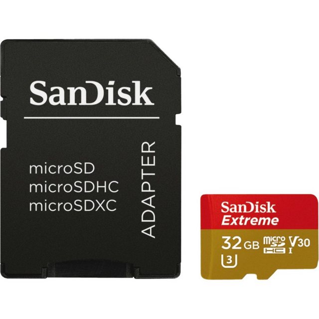 Mit der Sandisk Extreme microSDHC 32 GB Speicherkarte erhält man extreme Geschwindigkeit und Leistung. Die Karte ermöglicht Full HD-Videoaufnahmen und erzielt eine hohe Datenübertragungsrate. Mit Lesegeschwindigkeiten von bis zu 100MB/s spart man Zeit beim Kopieren von einer Kamera auf den Computer. Dadurch lassen sich Fotos schneller bearbeiten und Full HD-Videos unterbrechungsfrei wiedergeben. Auch das Übertragen und Abrufen von Dateien gestaltet sich effizienter. Der Lieferumfang dieser Speicherkarte umfasst einen praktischen SD(TM)-Kartenadapter