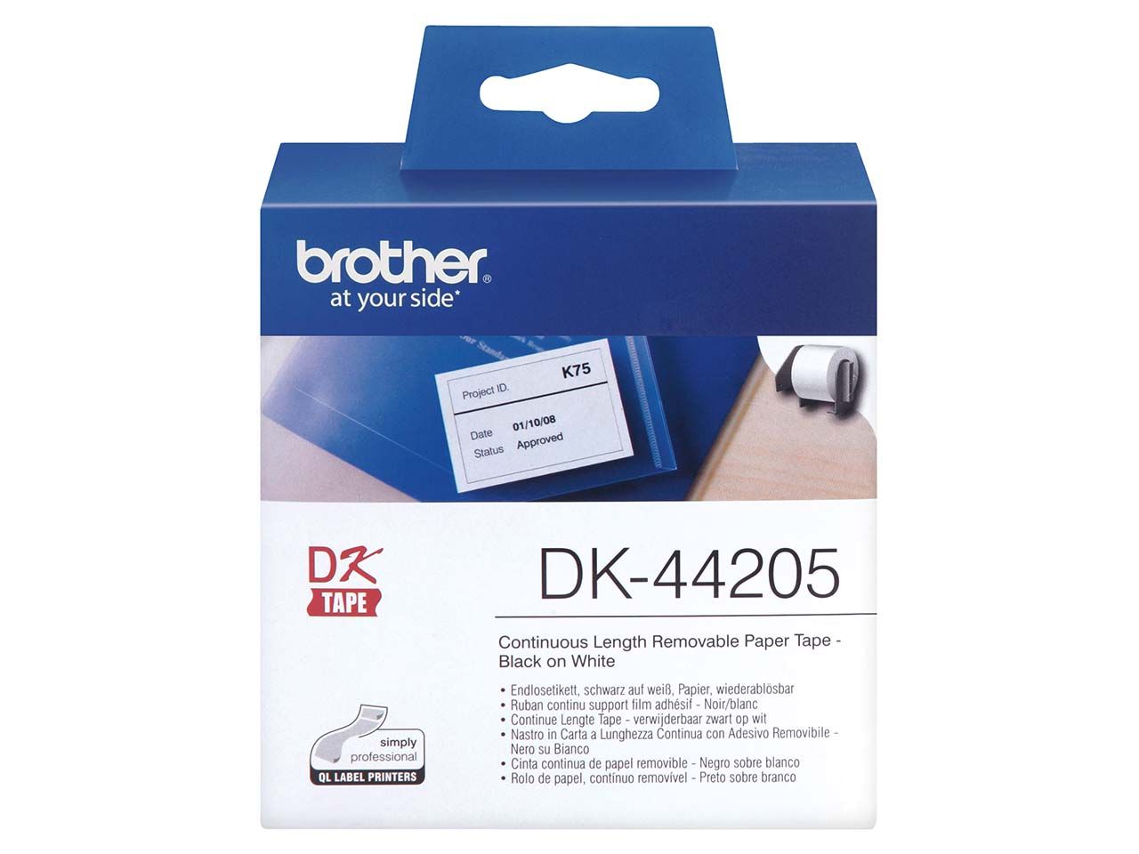 Brother Endlosetiketten „DK-44205“ weiß 62 mm x 30,48 m