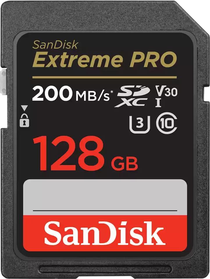 SanDisk Extreme Pro – Flash-Speicherkarte – 128GB – Video Class V30 / UHS-I U3 / Class10 – SDXC UHS-I (SDSDXXD-128G-GN4IN)