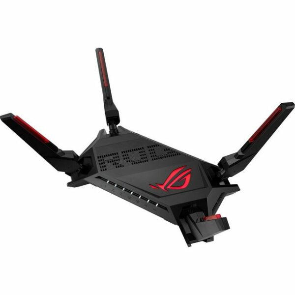 Der futuristische ROG Rapture GT-AX6000 Gaming-Router lässt dich mehr Geräte anschließen und hebt dein Gaming-Erlebnis auf die nächste Stufe. Mit WiFi 6-Geschwindigkeiten von bis zu 6000 Mbit/s ist er immer für die größten Online-Battles gerüstet. Das beeindruckende Design mit den neuen roten und schwarzen abnehmbaren Antennen und den vollständig anpassbaren ASUS Aura RGB Lichteffekten macht den GT-AX6000 zu einem Router