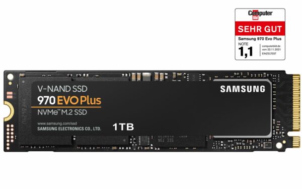 Eine herausragende SSD So wird hohe Leistung noch gesteigert. Die mit modernster V-NAND-Technologie ausgestattete 970 EVO Plus ist noch schneller als die 970 EVO und verfügt zudem über eine Firmware-Optimierung. Damit reizt sie das Potential der PCIe-Schnittstelle und des NVMe Protokolls für noch schnellere Zugriffszeiten voll aus. Bei einer Speicherkapazität von 2 TB beträgt die spezifizierte Gesamtschreibdatenmenge (TBW = Total Bytes Written) 1.200 TB TBW. Leistung auf dem nächsten Level Mit bis zu 3.500 MB/s1 Lese- und bis zu 3.300 MB/s2 Schreibgeschwindigkeit ist die 970 EVO Plus bis zu 53%3 schneller als das Vorgängermodell 970 EVO. Die neueste Generation der V-NAND-Technologie sorgt für eine herausragende Leistung und verbesserte Energieeffizienz. Zusätzlich zeichnet sich die 970 EVO Plus durch optimierte Firmware