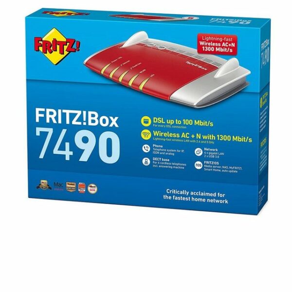 Highlights Mit der FRITZ!Box 7490 stellt AVM das neue Flaggschiff der FRITZ!Box-Serie vor. Als Spitzenmodell mit Gigabit-Geschwindigkeit