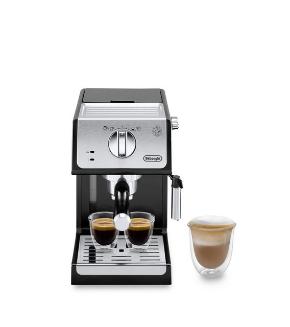 De’Longhi Siebträgermaschine ECP 33.21 schwarz (ECP33.21.BK), Cappuccino-System mit Milchaufschäumdüse