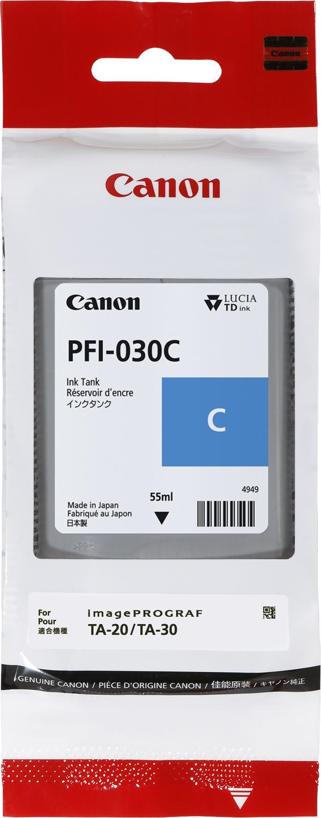 Kurzinfo: Canon PFI-030C - 55 ml - Cyan - Original - Tintenbehälter - für imagePROGRAF TA-20