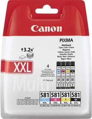 Canon CLI-581CMYK XXL – Canon – Schwarz – Cyan – Magenta – Gelb – Canon Pixma TR7550 Canon Pixma TR8550 Canon Pixma TS6150 Canon Pixma TS8150 Canon Pixma TS9150 (1998C005)