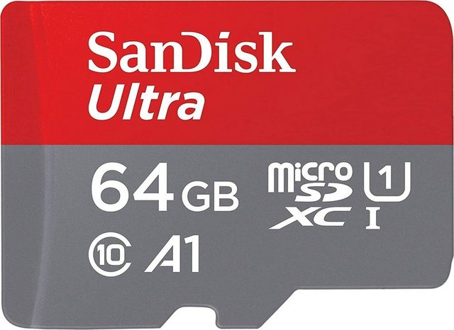 SanDisk Ultra microSDXC Card Speicherkarte 64 GB UHS-I Class10 140 MB/s lesenHighlightsSpeicherkapazität: 64 GBClass 10