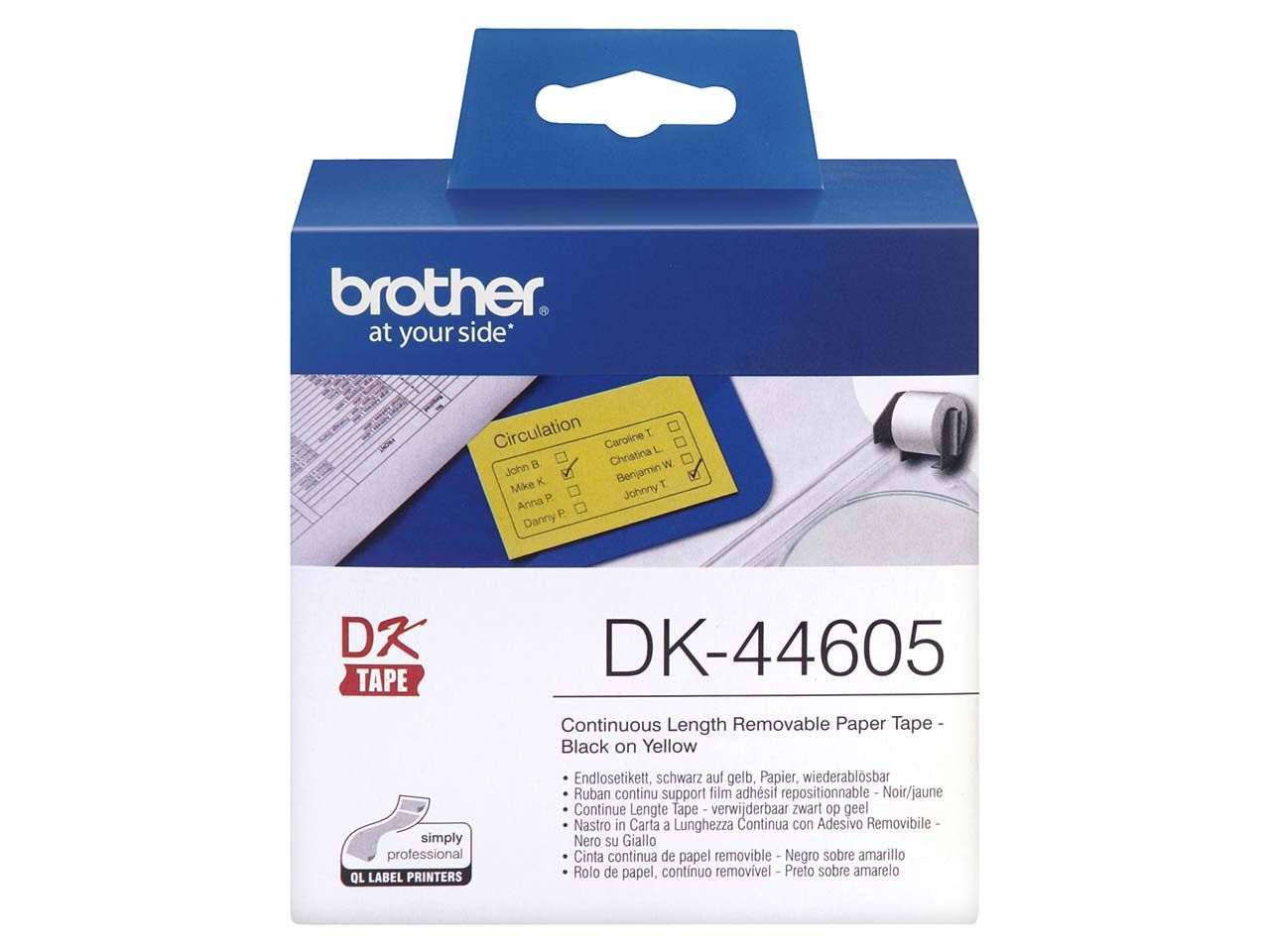 Brother Endlosetiketten „DK-44605“ gelb 62 mm x 30,48 m