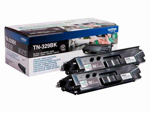 Praktisches Doppelpack: Der originale Brother Toner TN-329BK sorgt für Druckerergebnisse in optimaler Qualität. Er ist passend für verschiedene Druckermodelle. Bei 5 % Schwärzung reicht jeder Toner für etwa 6.000 Ausdrucke. Farbe schwarz.