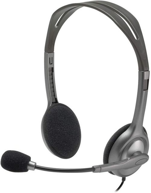 Logitech H110 Kopfhörer mit Mikrofon, Stereo-Headset, Verstellbares Mikrofon Headset