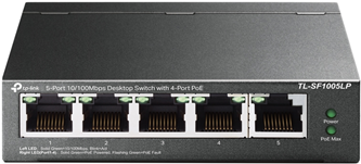 TP-Link TL-SF1005LP – V1 – Switch – unmanaged – 5 x 10/100 (4 PoE) – Desktop, wandmontierbar – PoE (41 W)