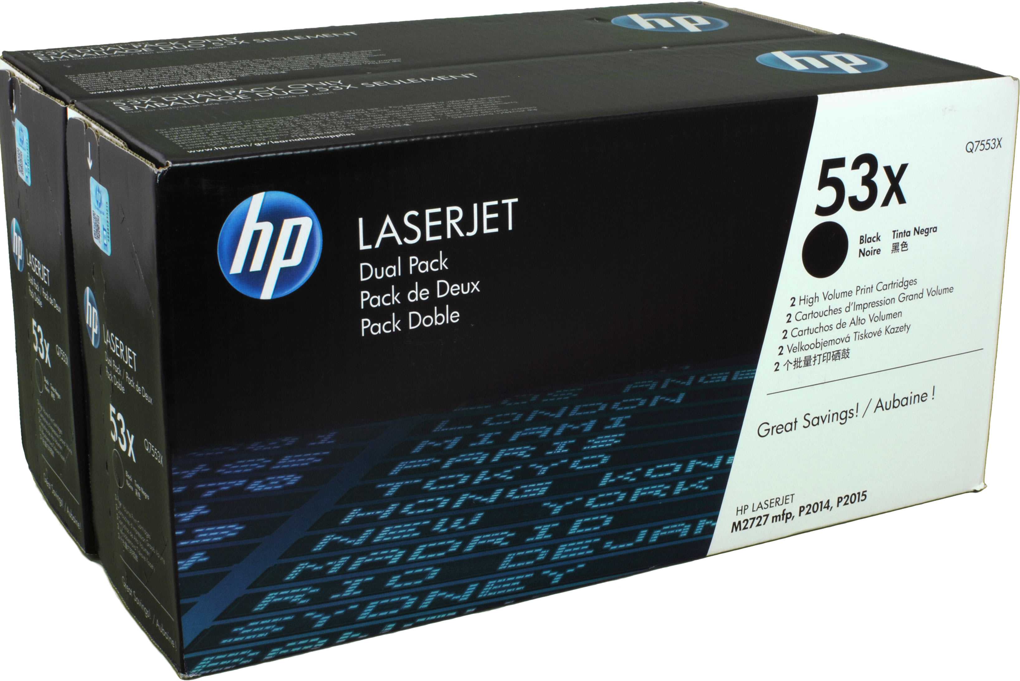 2 HP Toner Q7553XD  53X  schwarz