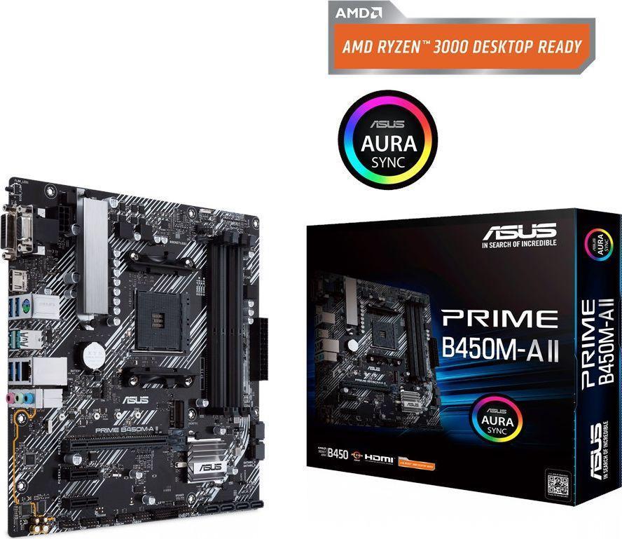 ASUS PRIME B450M-A II – Motherboard – micro ATX – Socket AM4 – AMD B450 – USB 3,2 Gen 1, USB 3,2 Gen 2 – Gigabit LAN – Onboard-Grafik (CPU erforderlich) – HD Audio (8-Kanal) (90MB15Z0-M0EAY0)