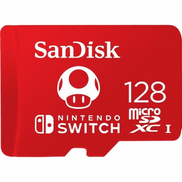 Die SanDisk Nintendo Switch 128 GB microSDXC Speicherkarte ist speziell für den Einsatz in einer Nintendo Switch Konsole konzipiert. Dank der hohen Übertragungsgeschwindigkeiten laden Spiele schneller und man hat alle Spiele und Daten auf einer Karte.