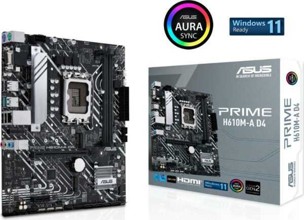 Kurzinfo: ASUS PRIME H610M-A D4 - Motherboard - micro ATX - LGA1700-Sockel - H610 Chipsatz - USB 3.2 Gen 1