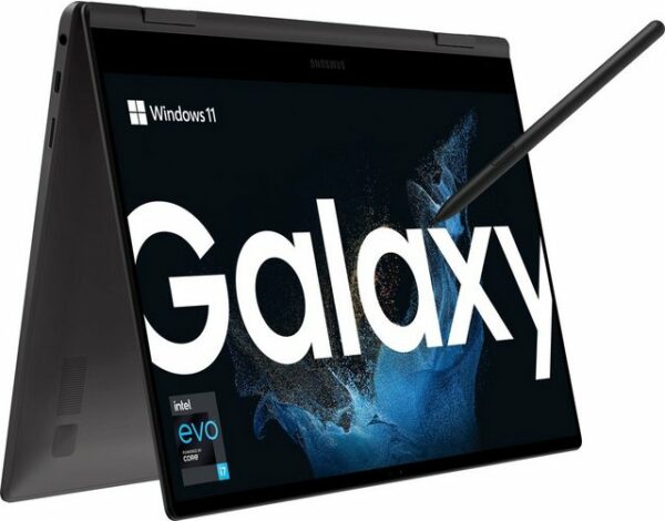 Vielseitiges Gerät mit Full HD-Qualität Das Convertible Notebook Galaxy Book2 Pro 360 wurde von Samsung hergestellt. Filme und Fotos lassen sich auf dem handlichen 13