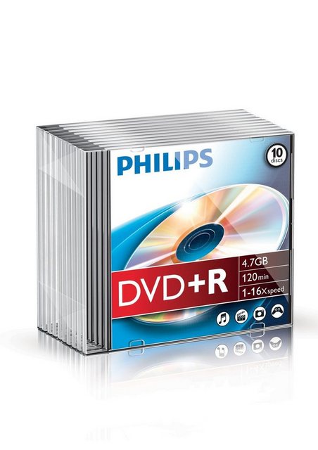 Philips Schreibmappe 1×10 Philips DVD+R 4,7GB 16x SL