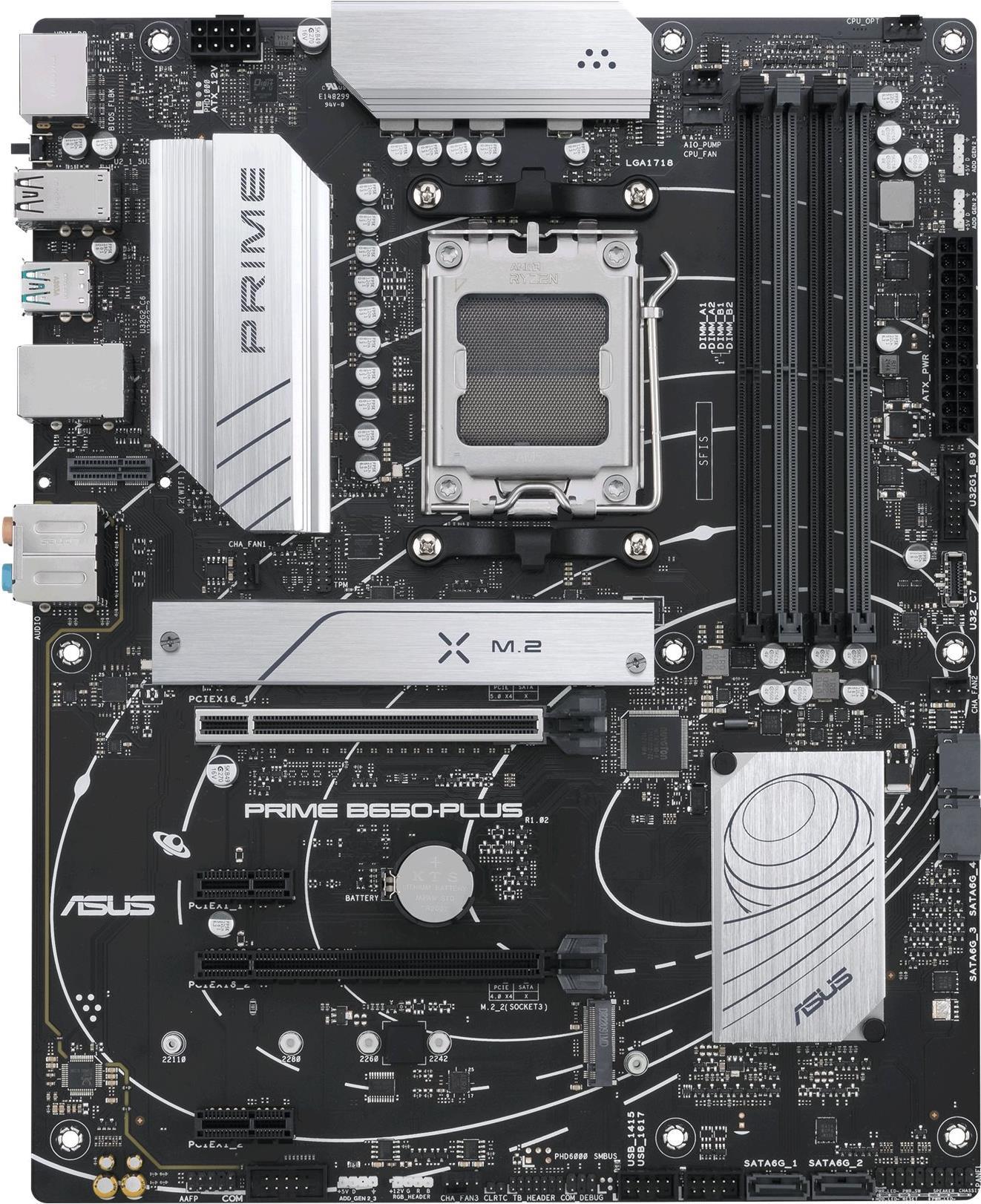 ASUS Prime B650-Plus – Motherboard – ATX – Socket AM5 – AMD B650 Chipsatz – USB 3,2 Gen 1, USB 3,2 Gen 2, USB-C 3,2 Gen2, USB-C 3,2 Gen 1 – 2,5 Gigabit LAN – Onboard-Grafik (CPU erforderlich) – HD Audio (8-Kanal) (90MB1BS0-M0EAY0) – Sonderposten