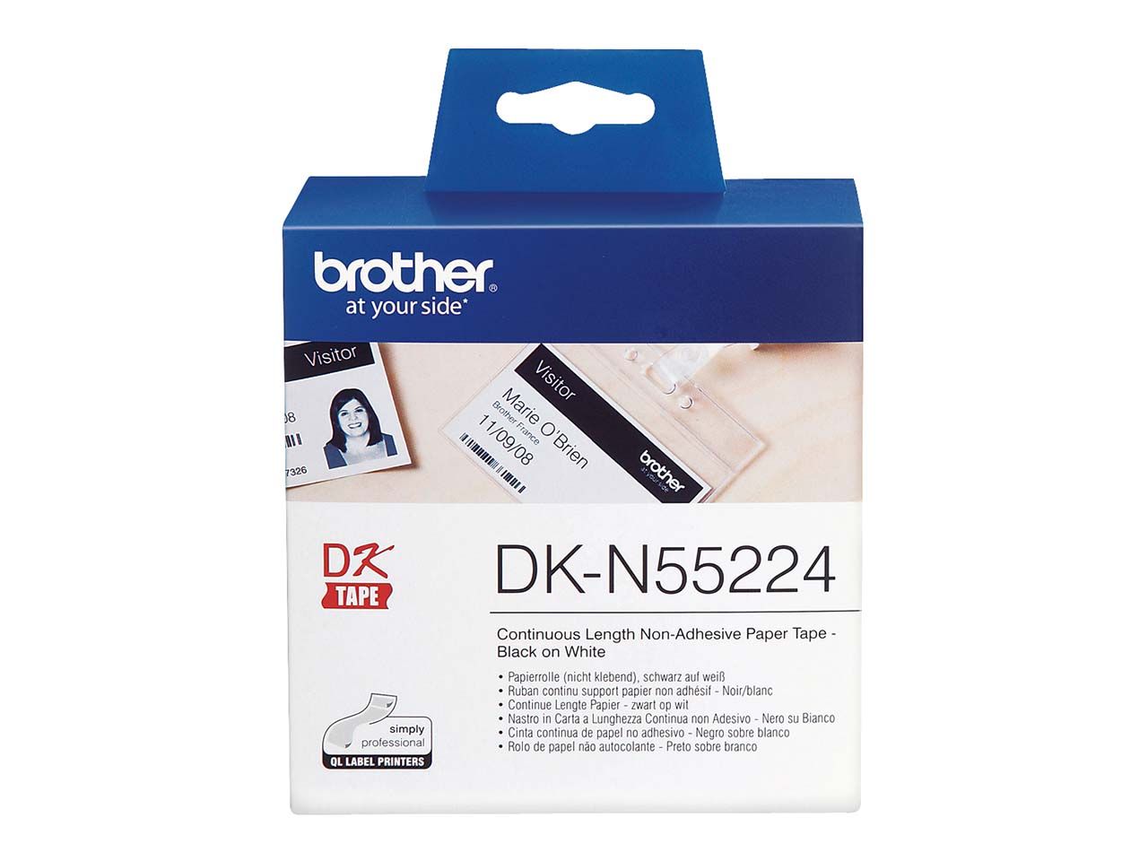 Brother Endlospapierrolle „DK-N55224“ nicht klebend, weiß 54 mm