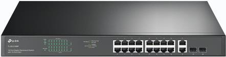 TP-Link JetStream TL-SG1218MP – V1 – Switch – 16 x 10/100/1000 (PoE+) + 2 x 10/100/1000 + 2 x Kombi-Gigabit-SFP – an Rack montierbar – PoE+ (250 W)