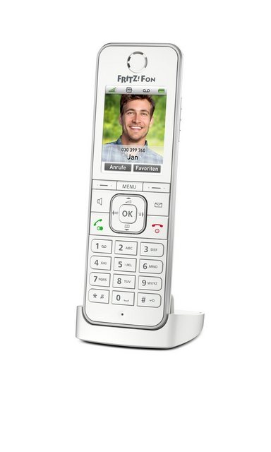 AVM FRITZ!Fon C6 weiß Schnurloses DECT-Telefon (Mobilteile: 1, DECT-Basisstation, Anrufbeantworter, HD-Telefonie)