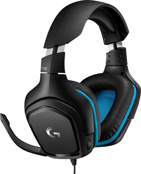 Logitech Gaming G432 Gaming Over Ear Headset kabelgebunden 7.1 Surround Schwarz, Blau Lautstärkeregelung, Mikrofon-Stummschaltung