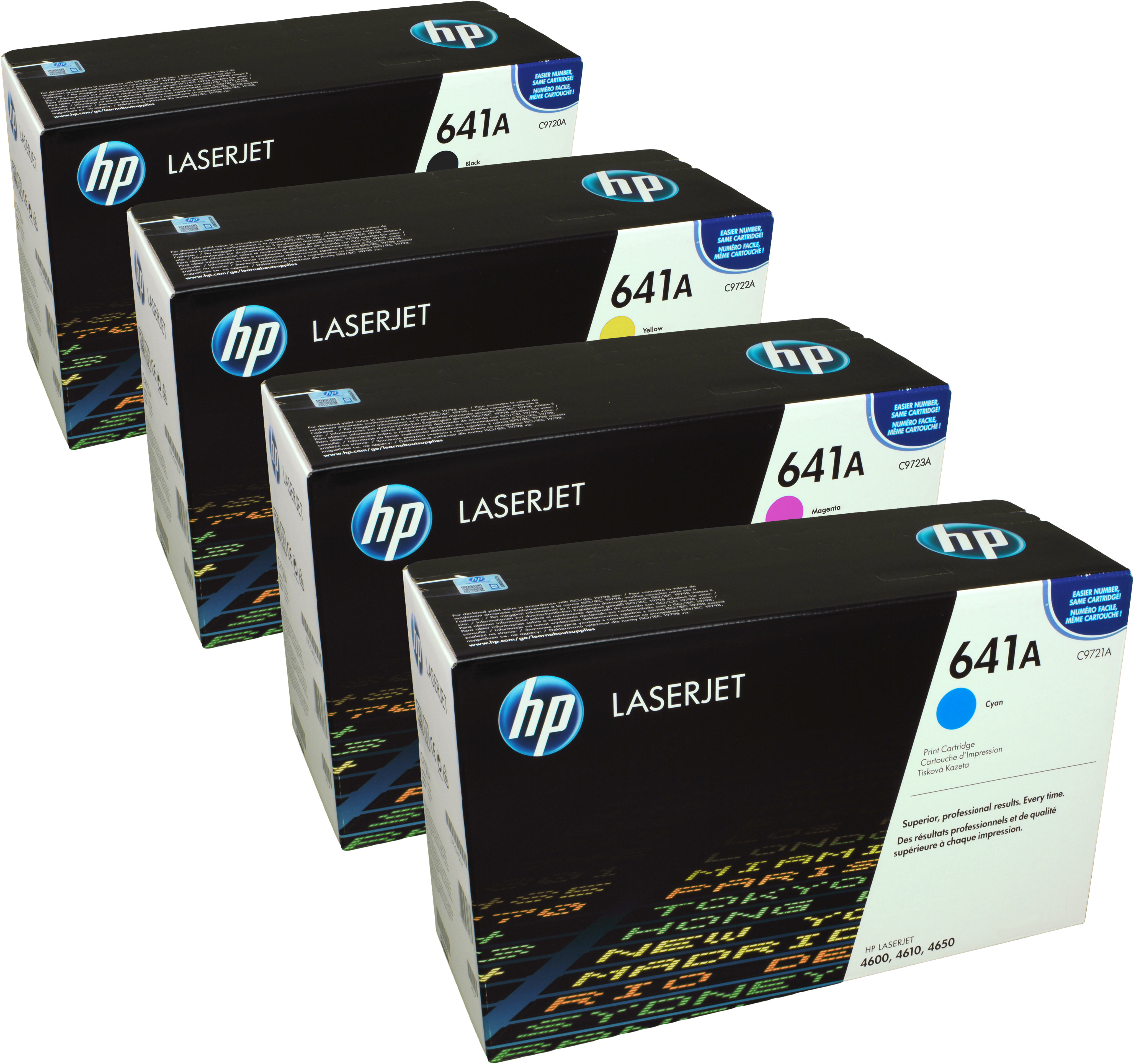 4 HP Toner C9720A-C9723A  641A  Multipack BK C M Y  4-farbig