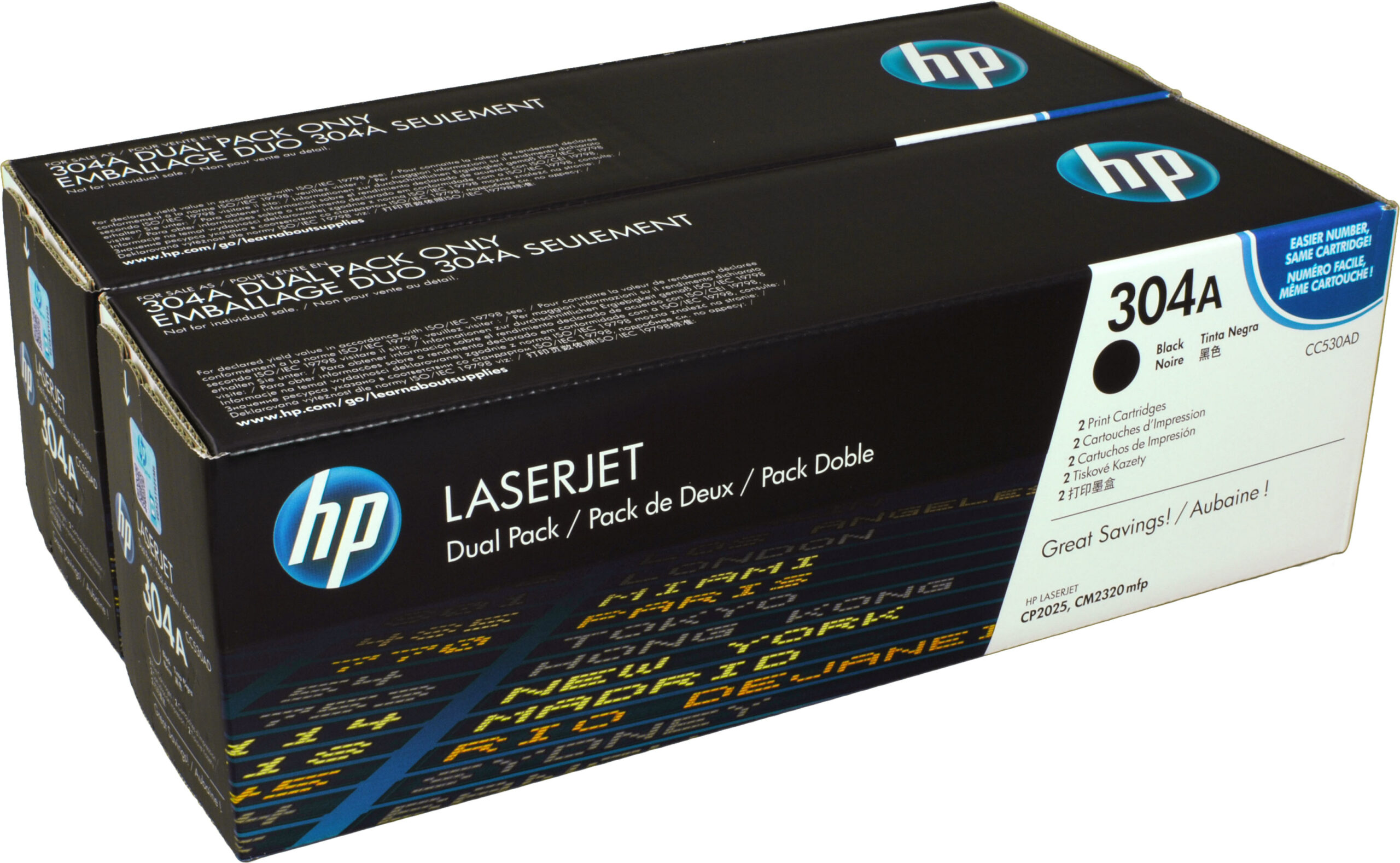 2 HP Toner CC530AD  304A  schwarz