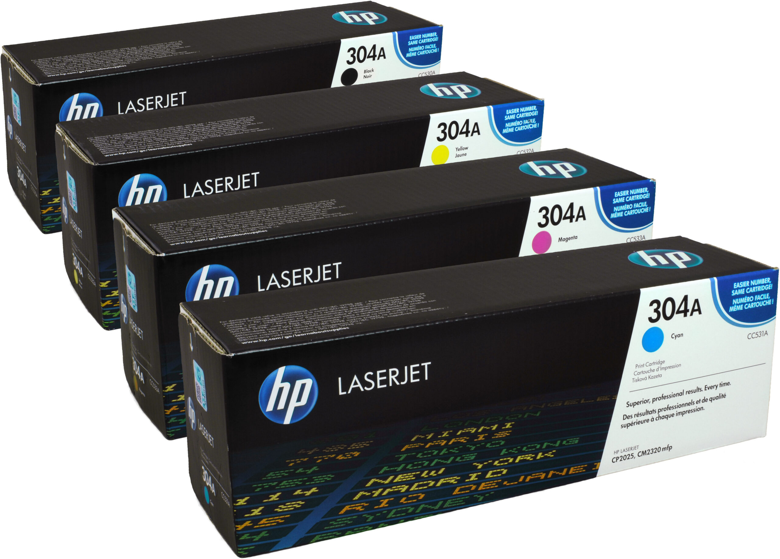 4 HP Toner CC530A-CC533A  304A  Multipack BK C M Y  4-farbig