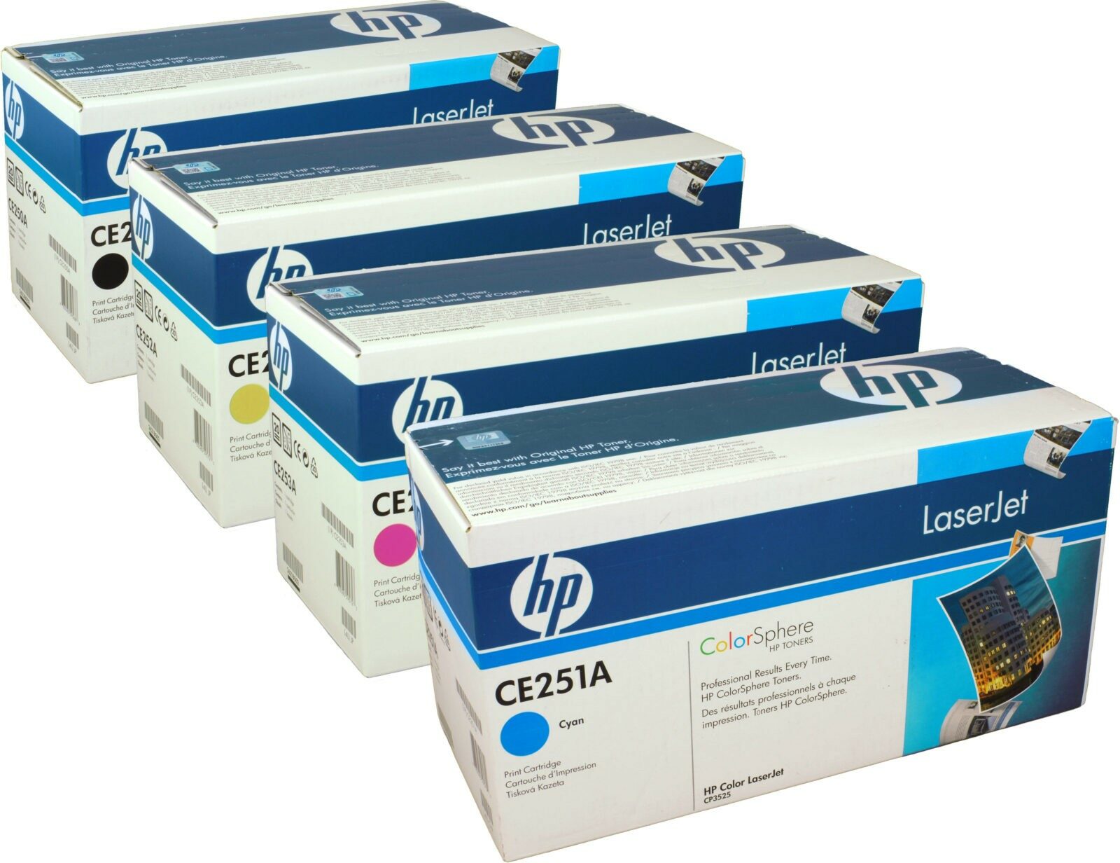 4 HP Toner CE250X-CE253A  504X  504A  Multipack BK C M Y  4-farbig