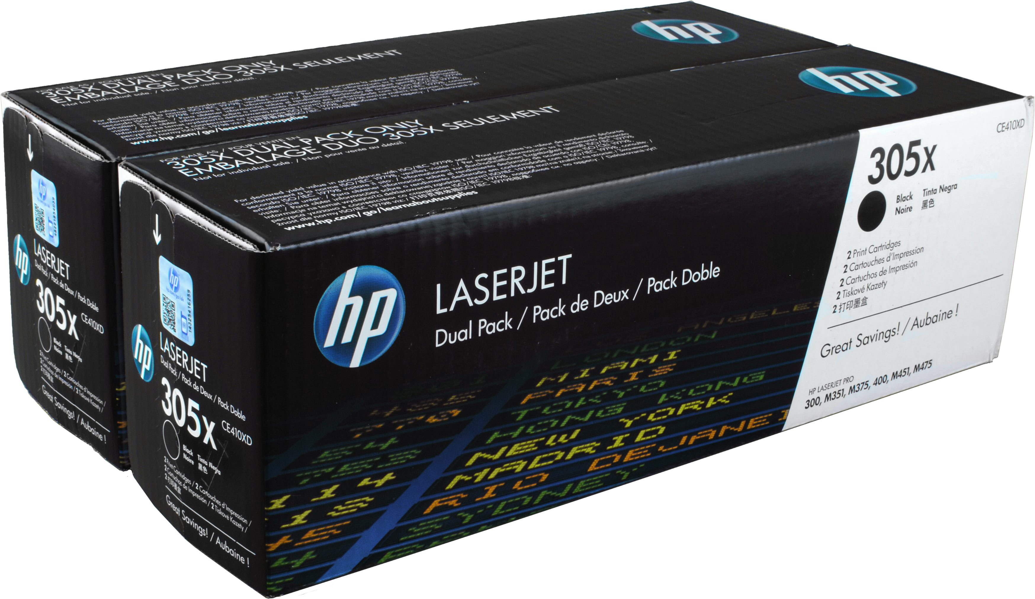 2 HP Toner CE410XD  305X  schwarz