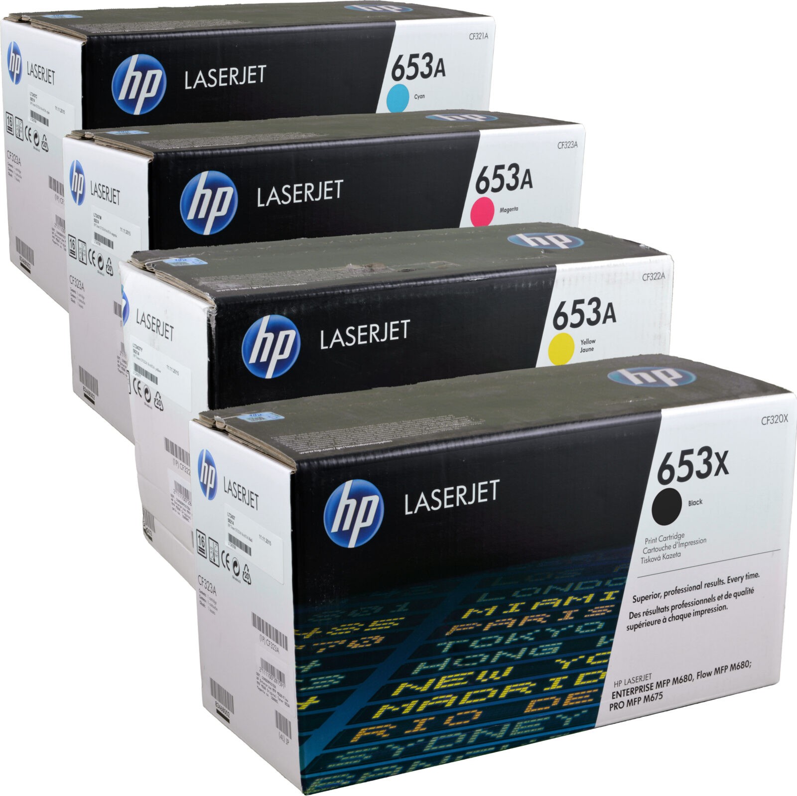 4 HP Toner CF320X-CF323A  653X  653A  Multipack BK C M Y  4-farbig