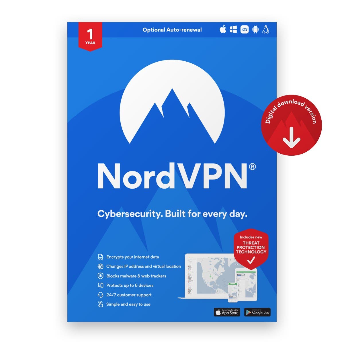 NordVPN Standard – 1 Jahr VPN- & Cybersicherheits-Software Abo – 6 Geräte