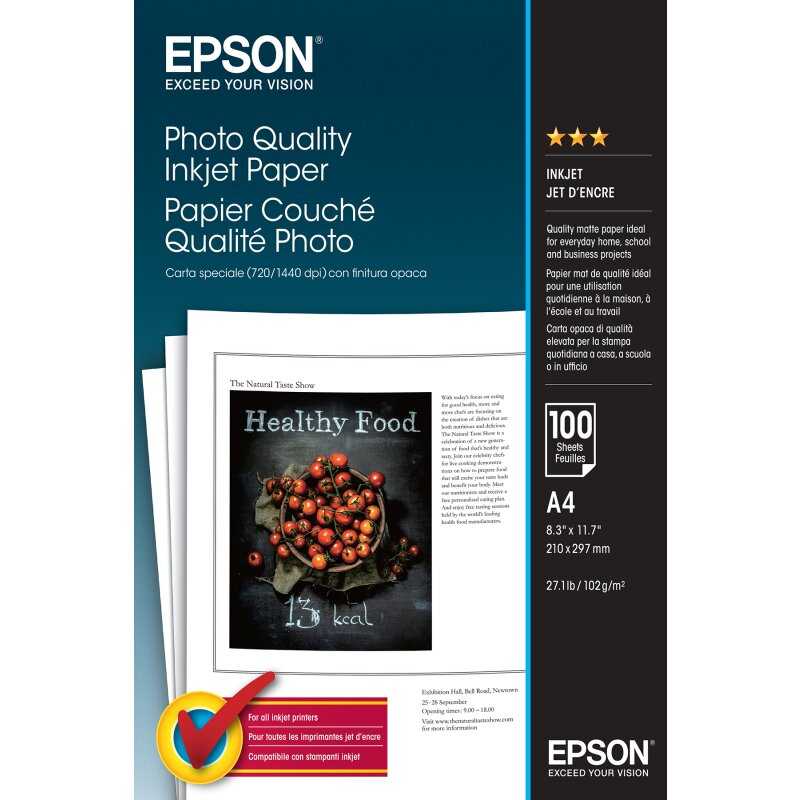 Epson ORIGINAL Epson Papier weiß C13S041061 Photo Quality 100 Blatt EPSON Fotopapier /S041061 A4 102g Inh. 100 Blatt