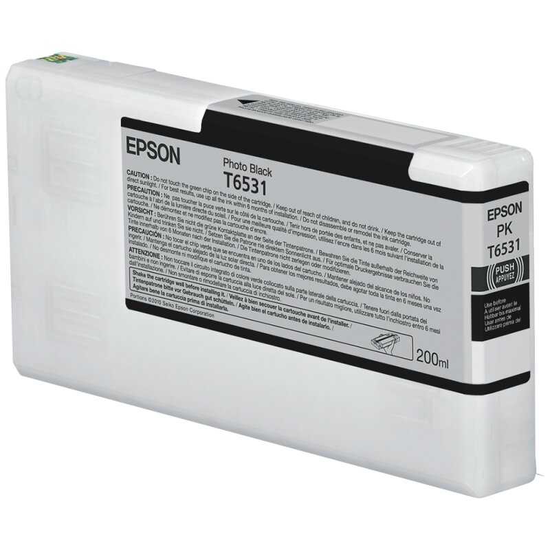 Epson ORIGINAL Epson Tintenpatrone schwarz (Foto) C13T653100 T6531 200ml